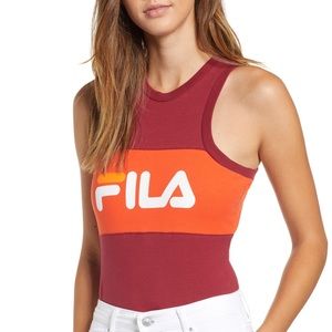 FILA Red/Orange Logo Riley Bodysuit - Medium NWT